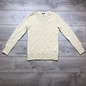 J. Crew V Neck Sweater Cream XS
